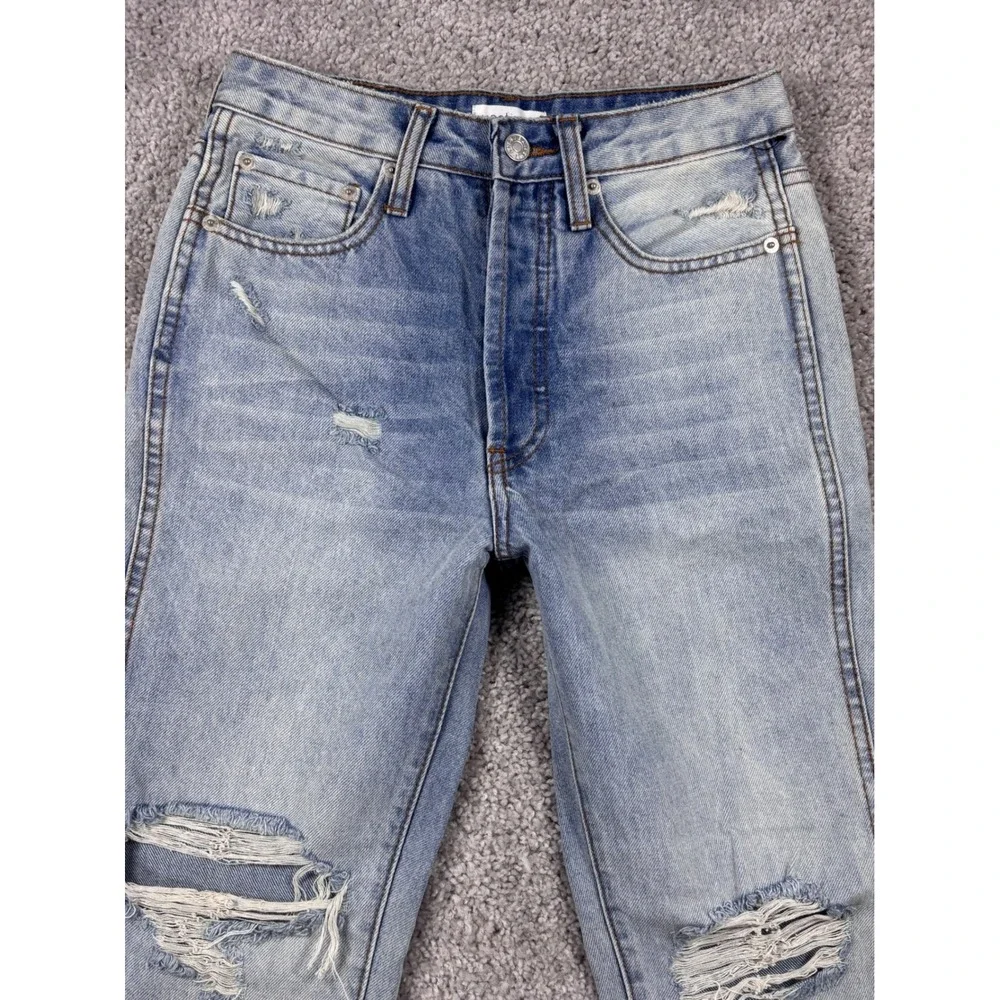 Vestique Durham Denim High Rise Distressed Straight Leg Jeans Light Wash Size 25 - Picture 10 of 16